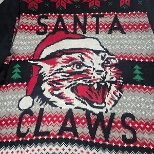Santa Claws Ugly Christmas Sweater XL Cat Design Red Black Green